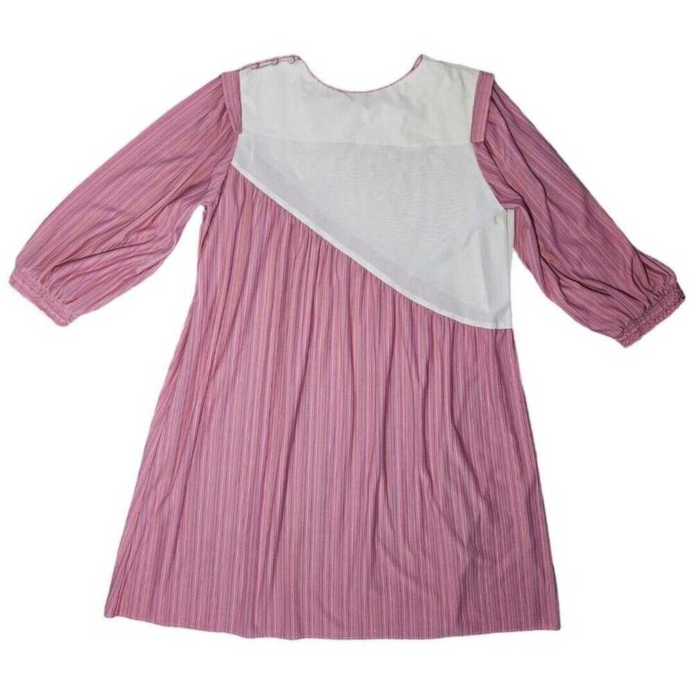 Womens Vintage 70s pink pinstripe babydoll midi d… - image 5