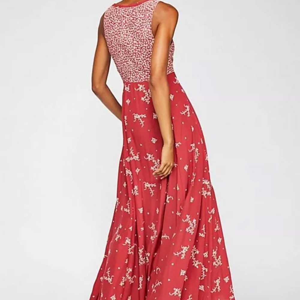 Free people floral maxi dress red boho chic shabb… - image 3