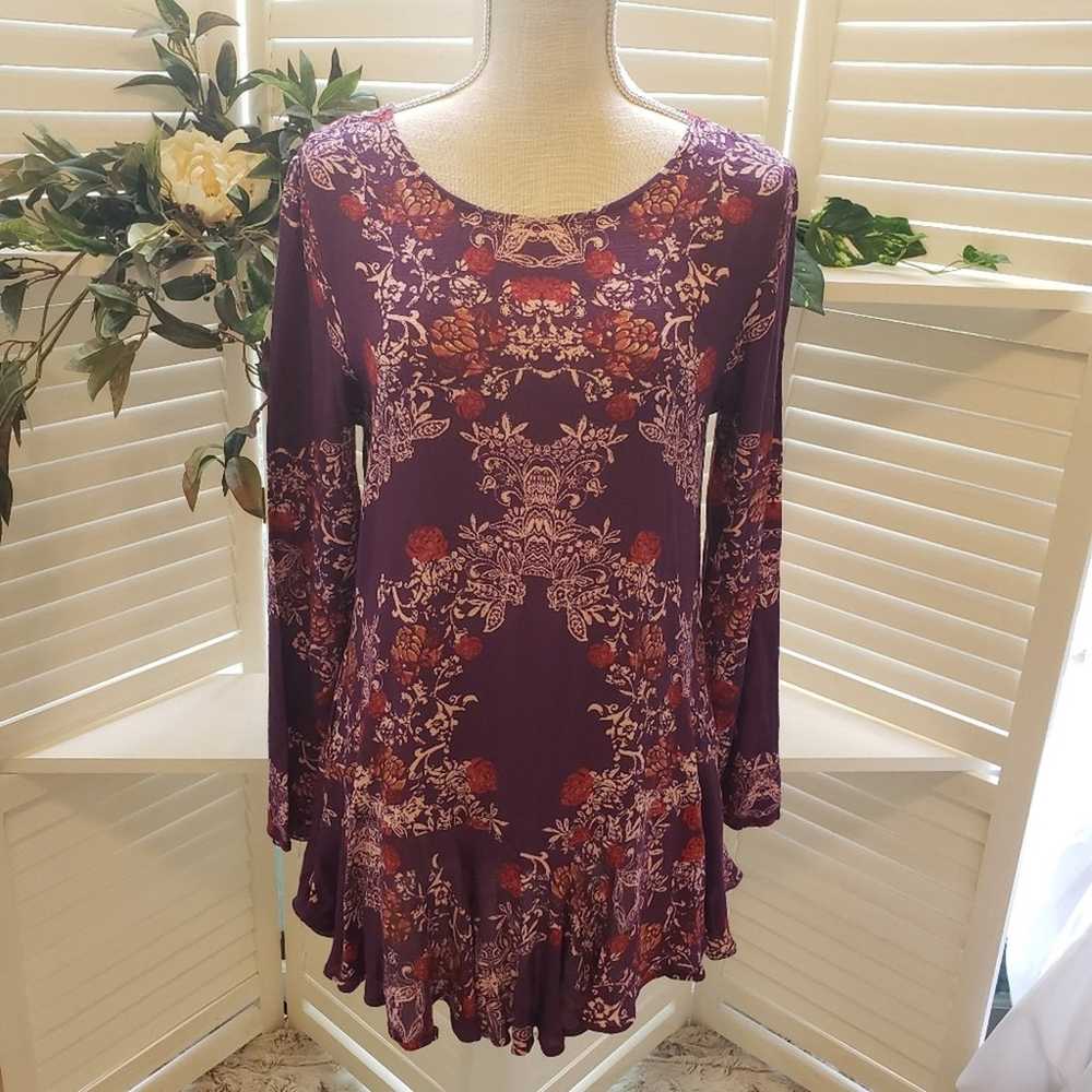 FREE PEOPLE SMOOTH TALKER PURPLE TUNIC SIZE SMALL - image 2