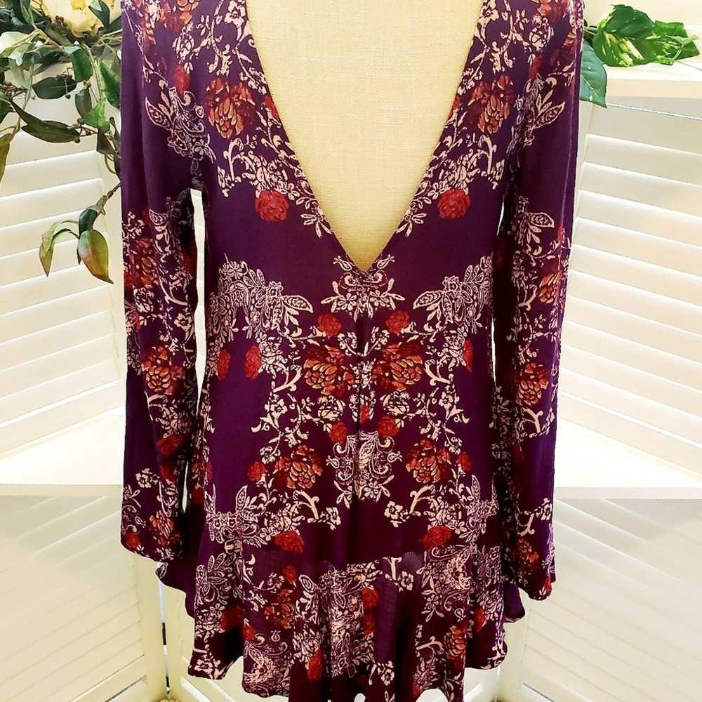 FREE PEOPLE SMOOTH TALKER PURPLE TUNIC SIZE SMALL - image 7