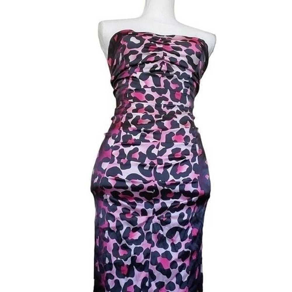 Y2K Pink Leopard Print Silk Bodycon Tight Sexy Dr… - image 3