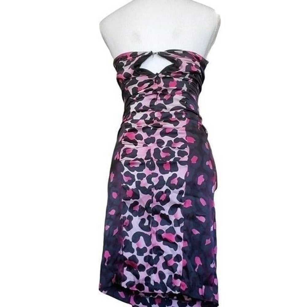 Y2K Pink Leopard Print Silk Bodycon Tight Sexy Dr… - image 7