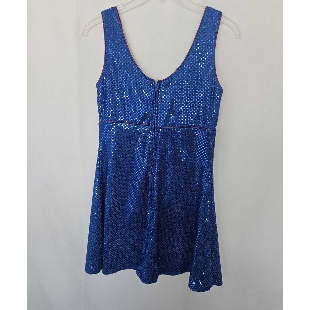 Vintage Betsy & Adam Blue Sequin Sleeveless Mini … - image 2