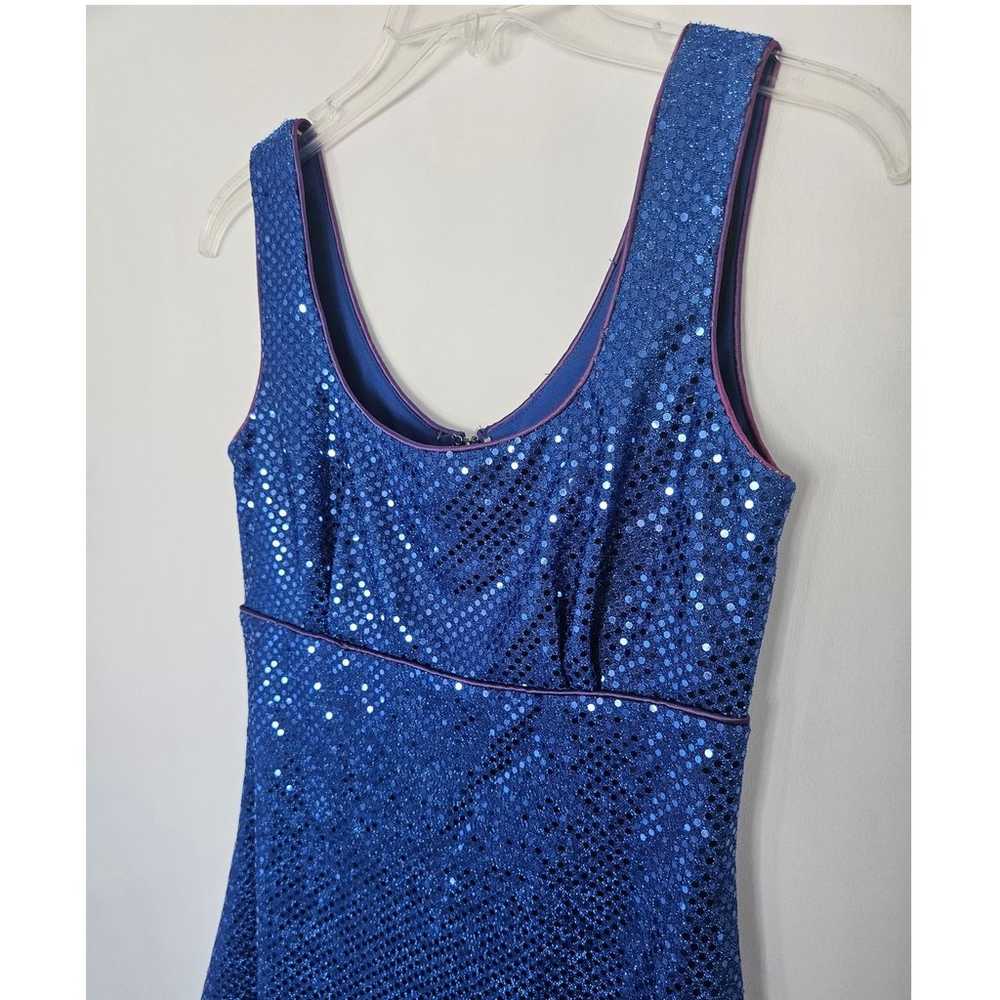 Vintage Betsy & Adam Blue Sequin Sleeveless Mini … - image 3