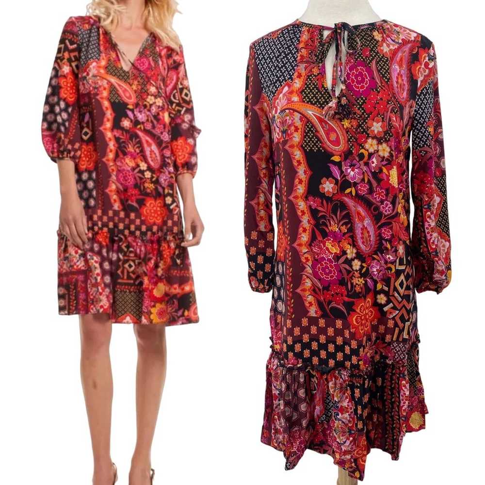 Trina Turk Jaine Silk Mini Dress Mixed Floral Pat… - image 2