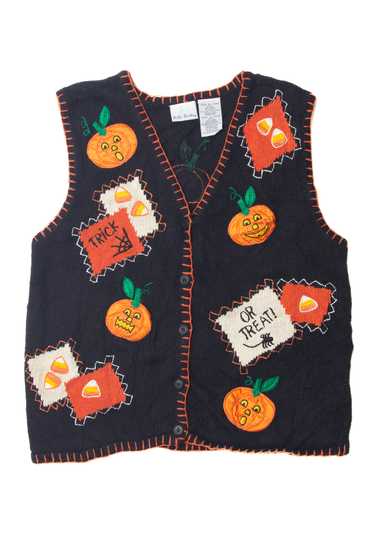 Vintage Pumpkin "Trick or Treat" Vest - image 1