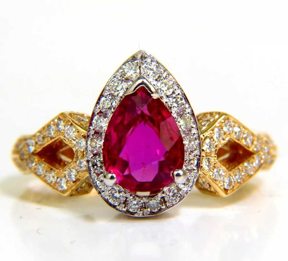 GIA NO HEAT 2.40CT NATURAL RUBY DIAMOND RING CLAS… - image 1