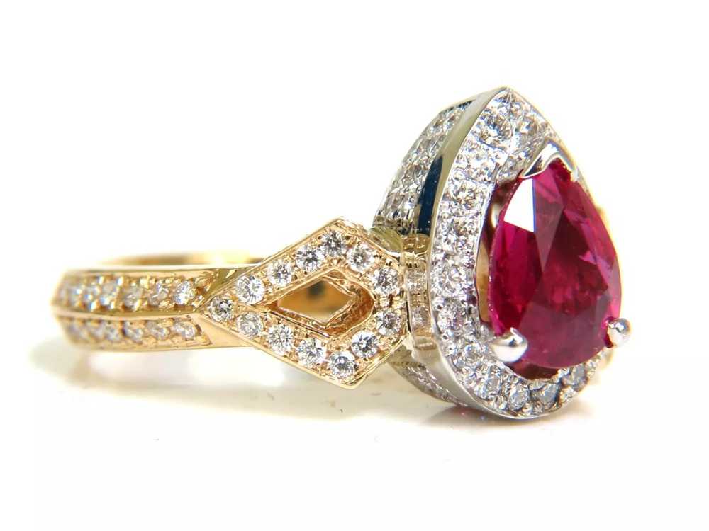 GIA NO HEAT 2.40CT NATURAL RUBY DIAMOND RING CLAS… - image 2