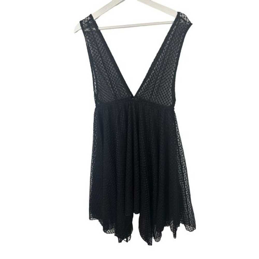 Free People size S Sheer Babydoll Dress Black Dot… - image 3