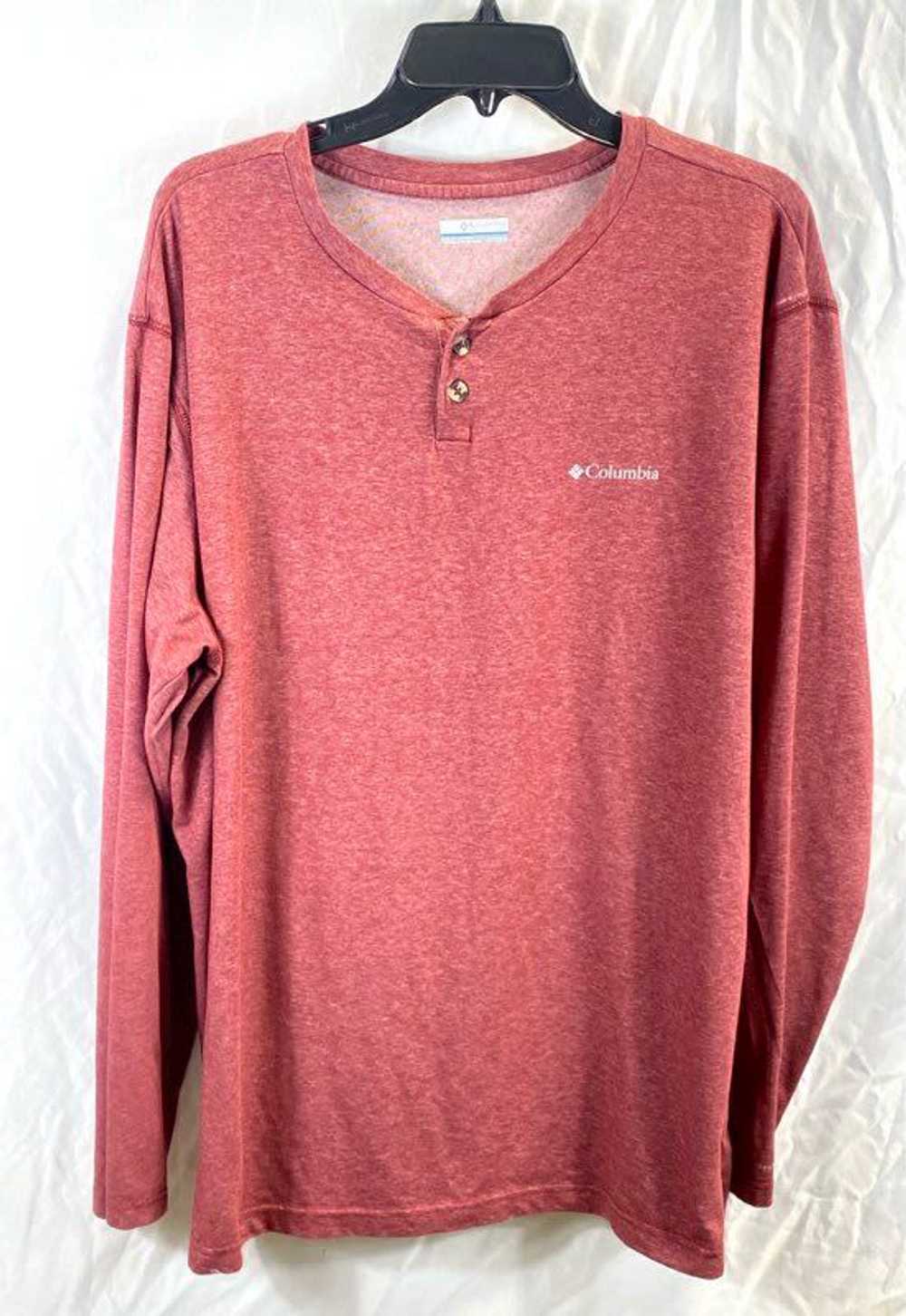 Columbia Mens Pink Heather Long Sleeve Henley Nec… - image 1