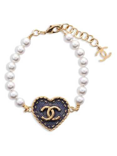 CHANEL Pre-Owned 1986-1988 CC heart bracelet - Whi