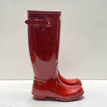 Hunter Originals Rubber Tall Rain Boots Red 8 - image 1