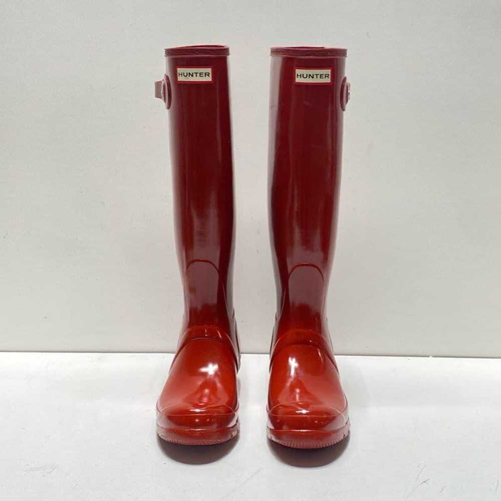 Hunter Originals Rubber Tall Rain Boots Red 8 - image 2