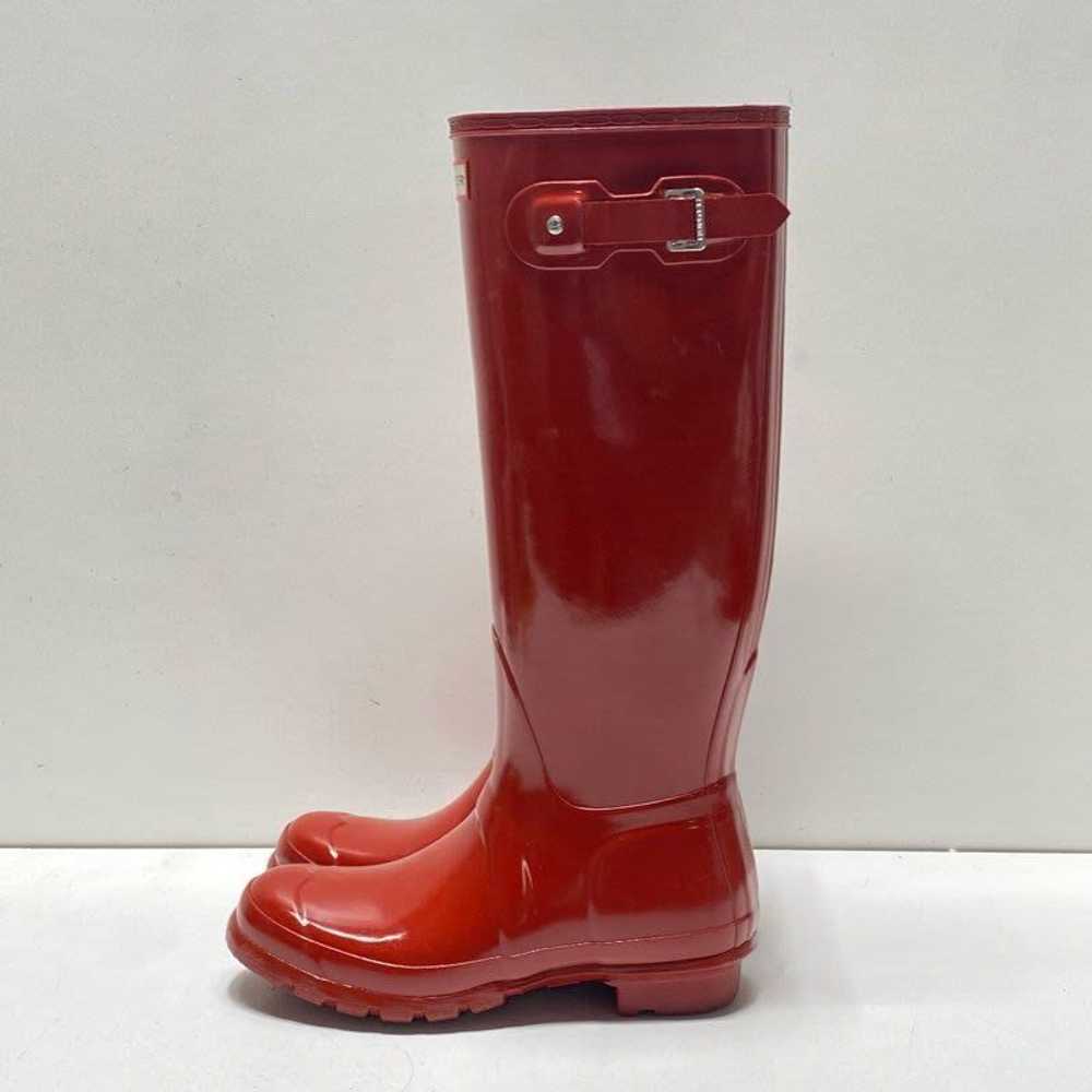 Hunter Originals Rubber Tall Rain Boots Red 8 - image 3