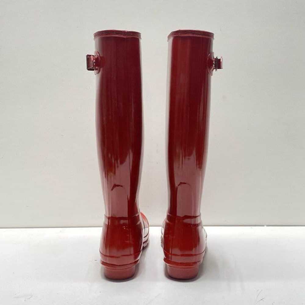 Hunter Originals Rubber Tall Rain Boots Red 8 - image 4