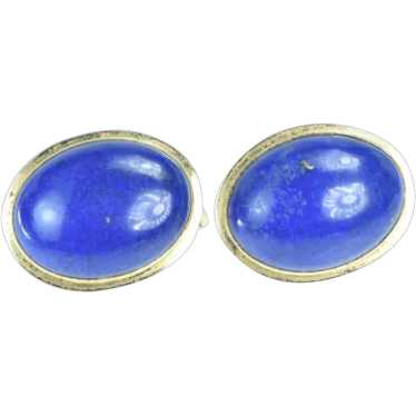 14K Oval Lapis Lazuli Vintage Cabochon Earrings Y… - image 1