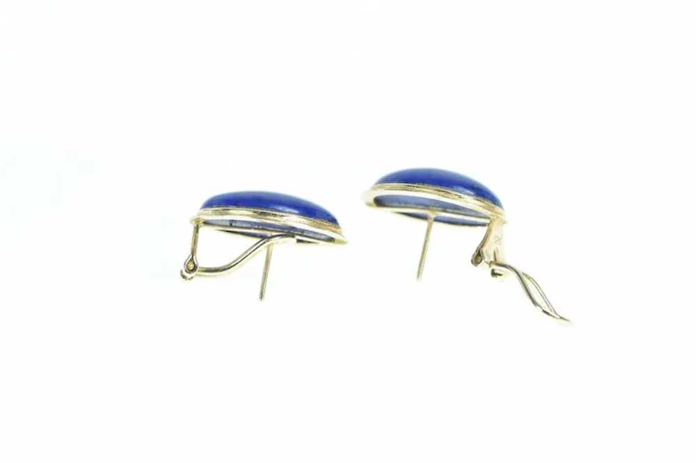 14K Oval Lapis Lazuli Vintage Cabochon Earrings Y… - image 2