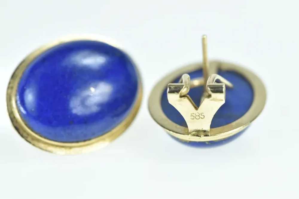 14K Oval Lapis Lazuli Vintage Cabochon Earrings Y… - image 3