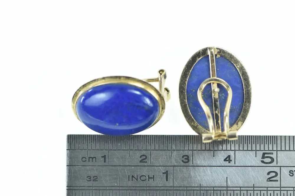 14K Oval Lapis Lazuli Vintage Cabochon Earrings Y… - image 4