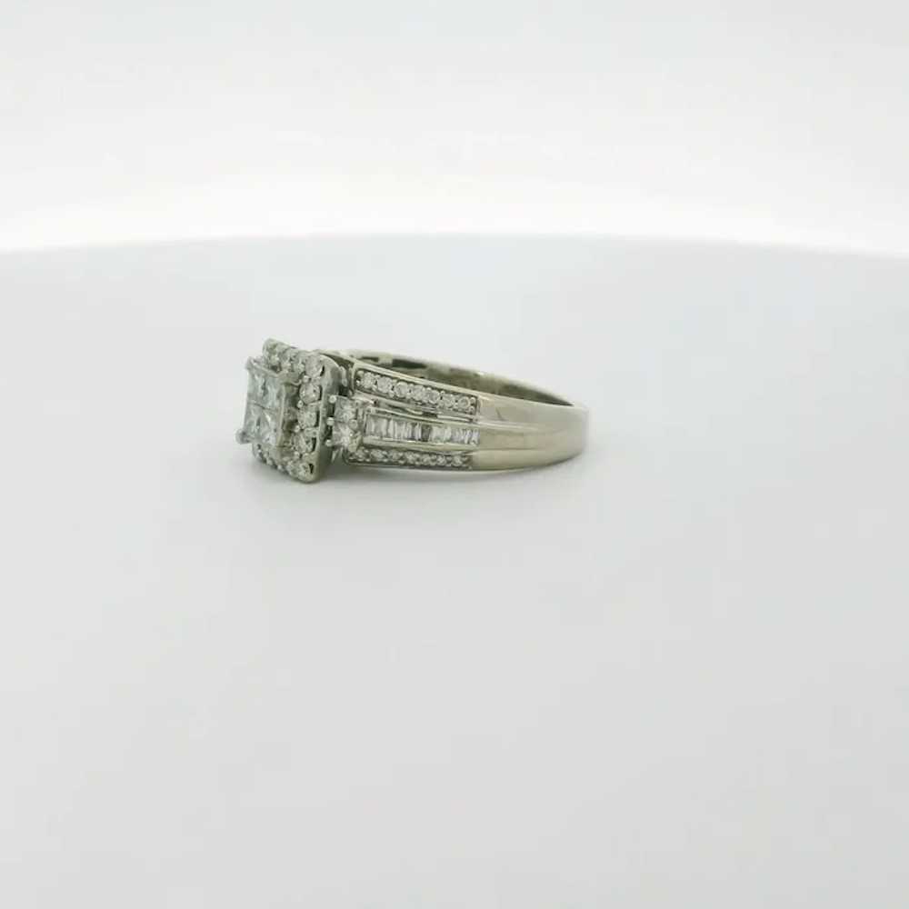 10k White Gold Diamond Cluster Engagement Ring - … - image 4