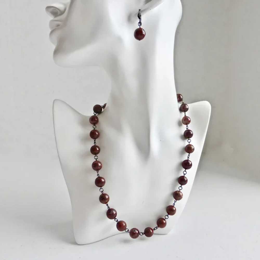 Poppy Jasper Necklace with Matching Earrings, 20" - image 3