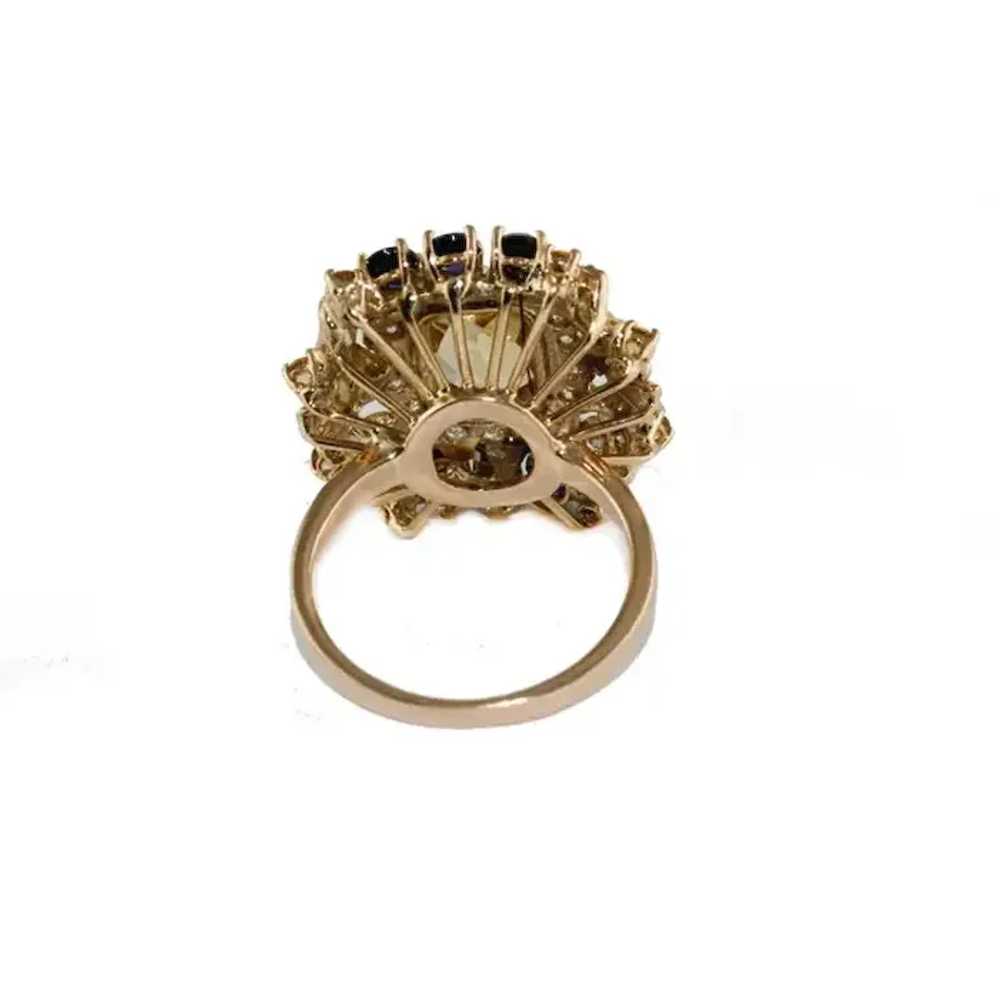 14 Kt Rose Gold Crown Ring with Diamonds, Sapphir… - image 4