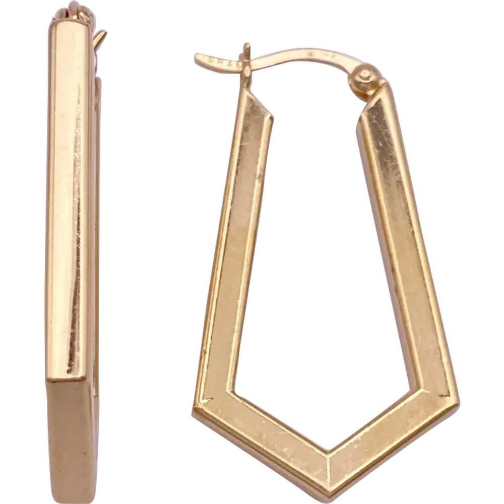 Geometric Hoop Earrings 14K Gold - image 1