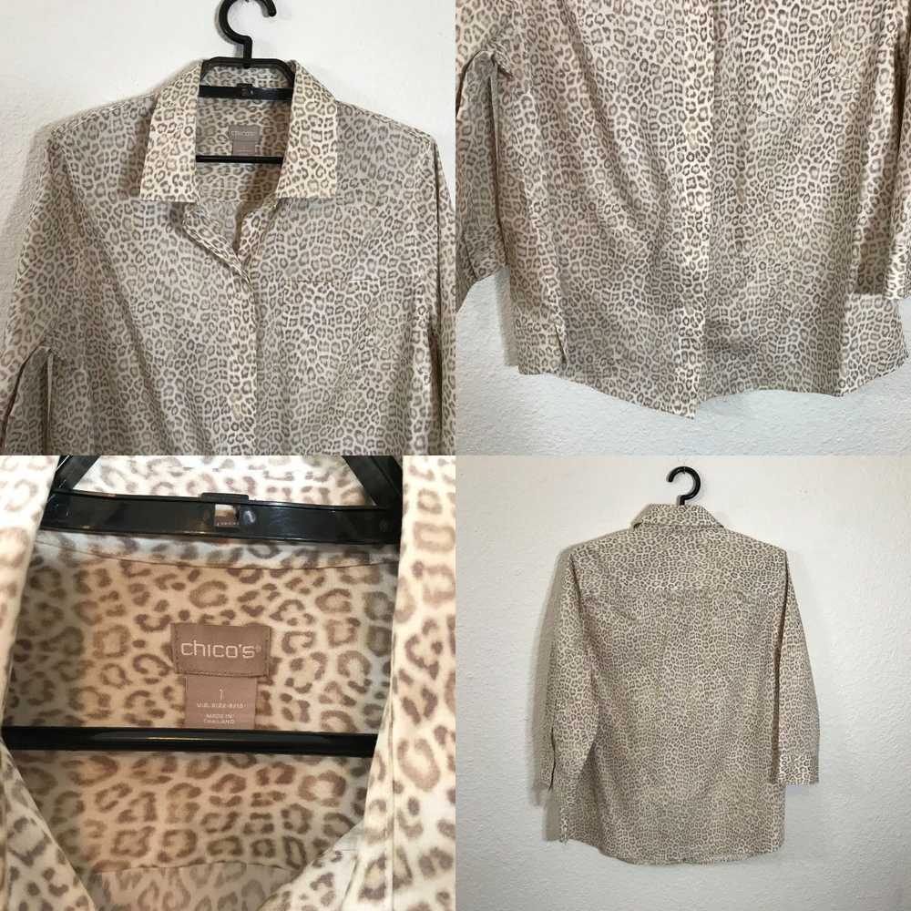 Vintage Chico's Blouse Size 1 Cotton Animal Print… - image 4