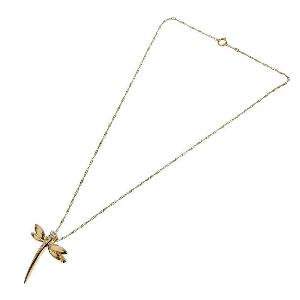 Other Other K18YG Diamond Dragonfly Necklace Broo… - image 2