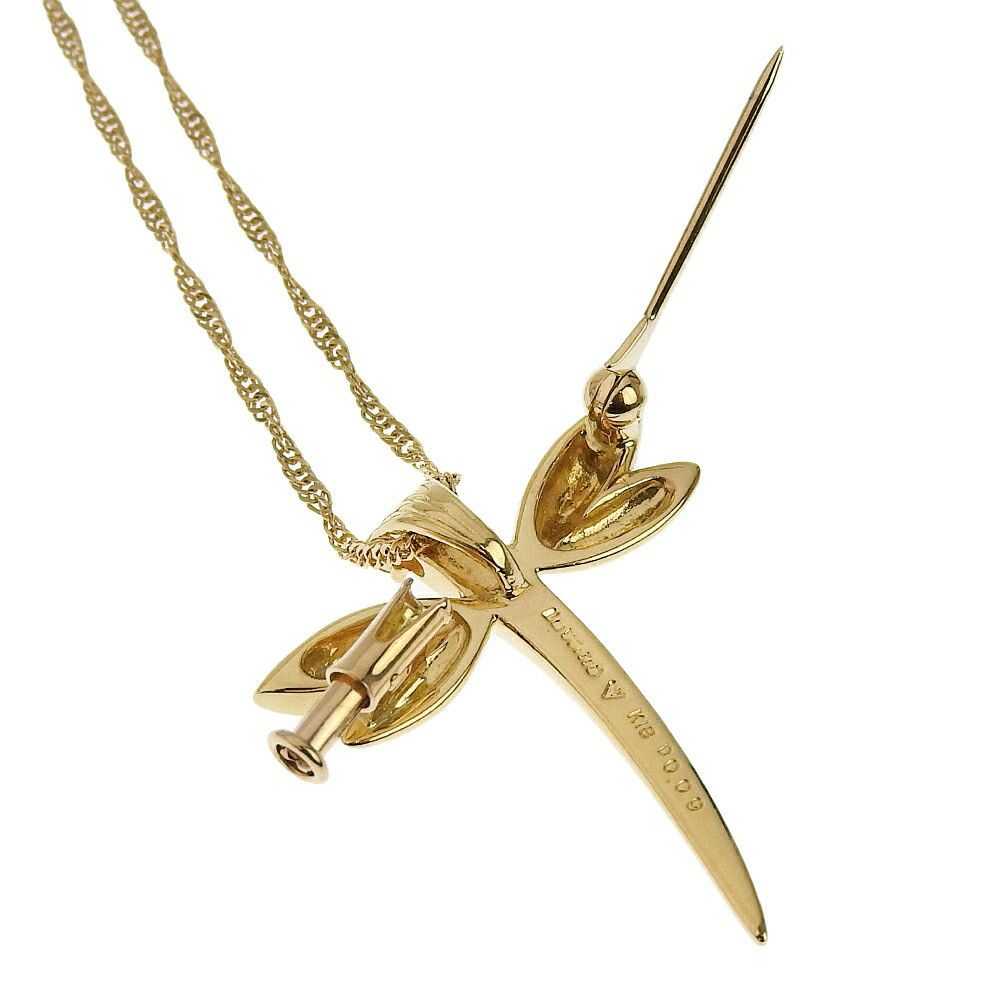 Other Other K18YG Diamond Dragonfly Necklace Broo… - image 4