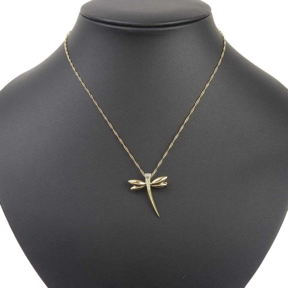 Other Other K18YG Diamond Dragonfly Necklace Broo… - image 5