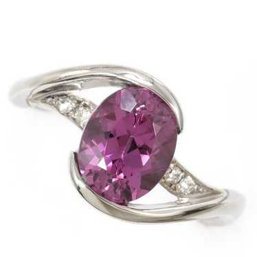 Other Other K18 White Gold Garnet Ring 13 Metal R… - image 1