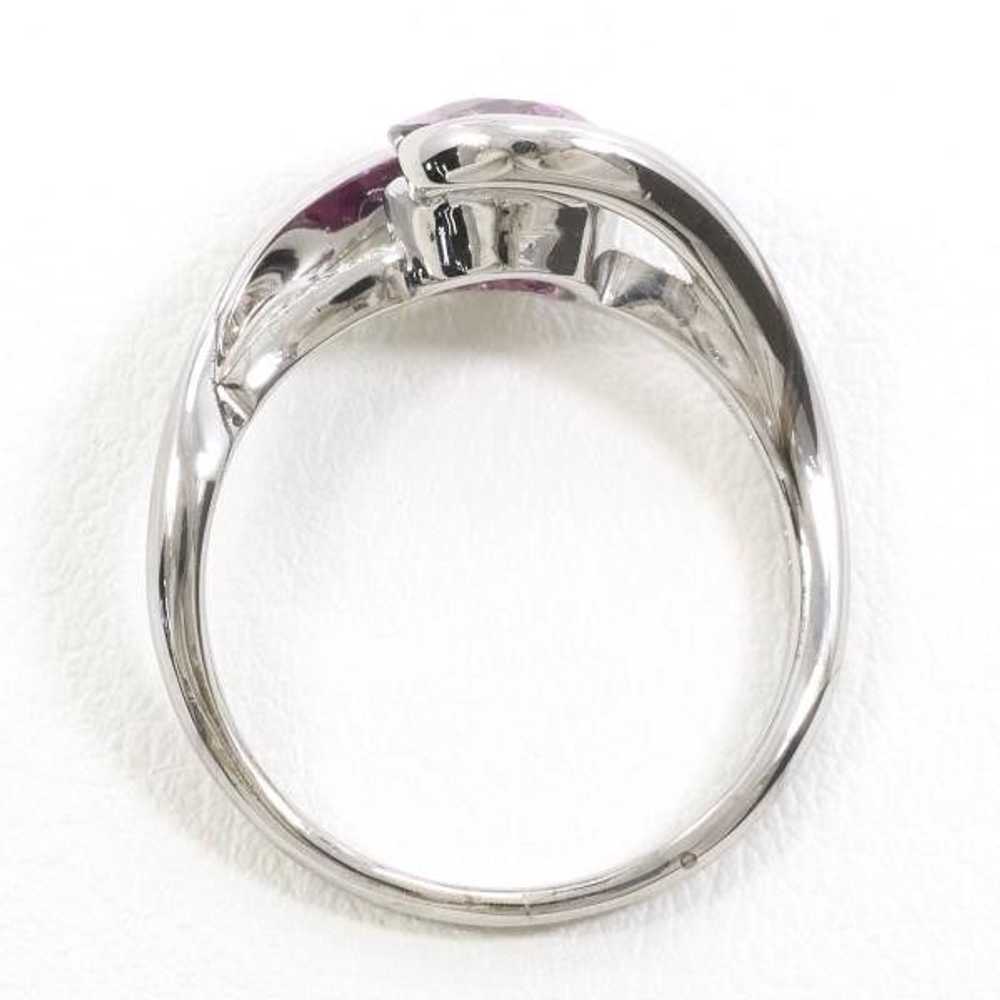 Other Other K18 White Gold Garnet Ring 13 Metal R… - image 2