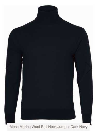 Alan Paine Navy Fine Merino Rollneck Top w/ Tags