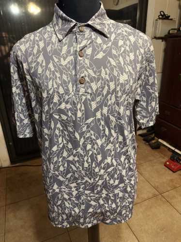 Made In Hawaii Manuhealii Gray Feather Print Polo 