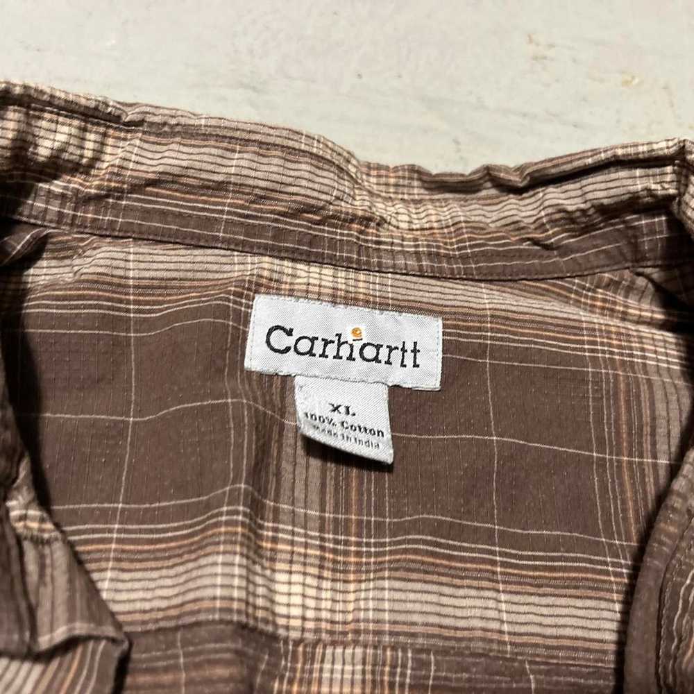 Carhartt **Carhartt Men's Brown Plaid Short Sleev… - image 3