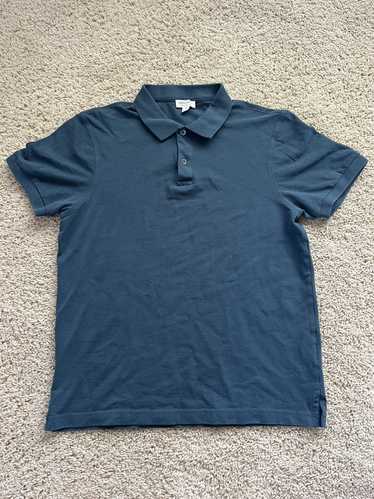 Sunspel Sunspel Pique Polo Shirt Medium Steel Blue