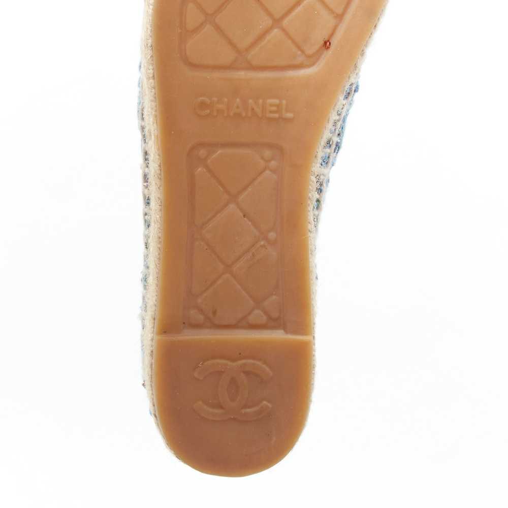 Chanel CHANEL blue tweed CC logo leather toe cap … - image 10