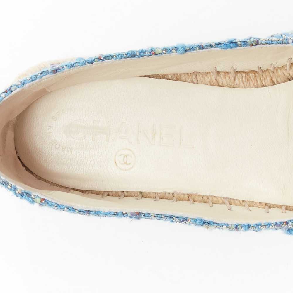 Chanel CHANEL blue tweed CC logo leather toe cap … - image 9