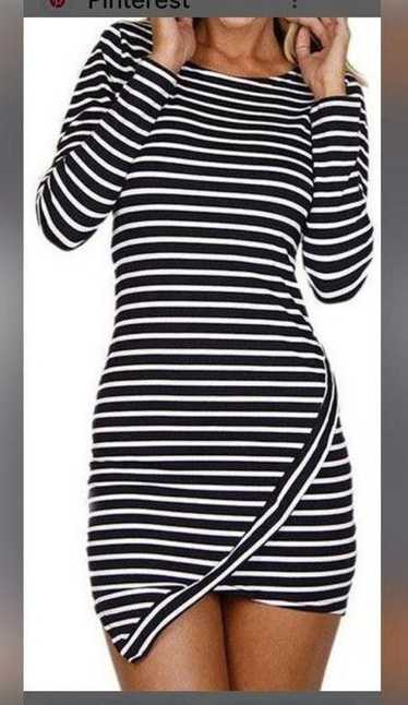 Andre Agassi Chic Striped Long Sleeve Dress - Perf