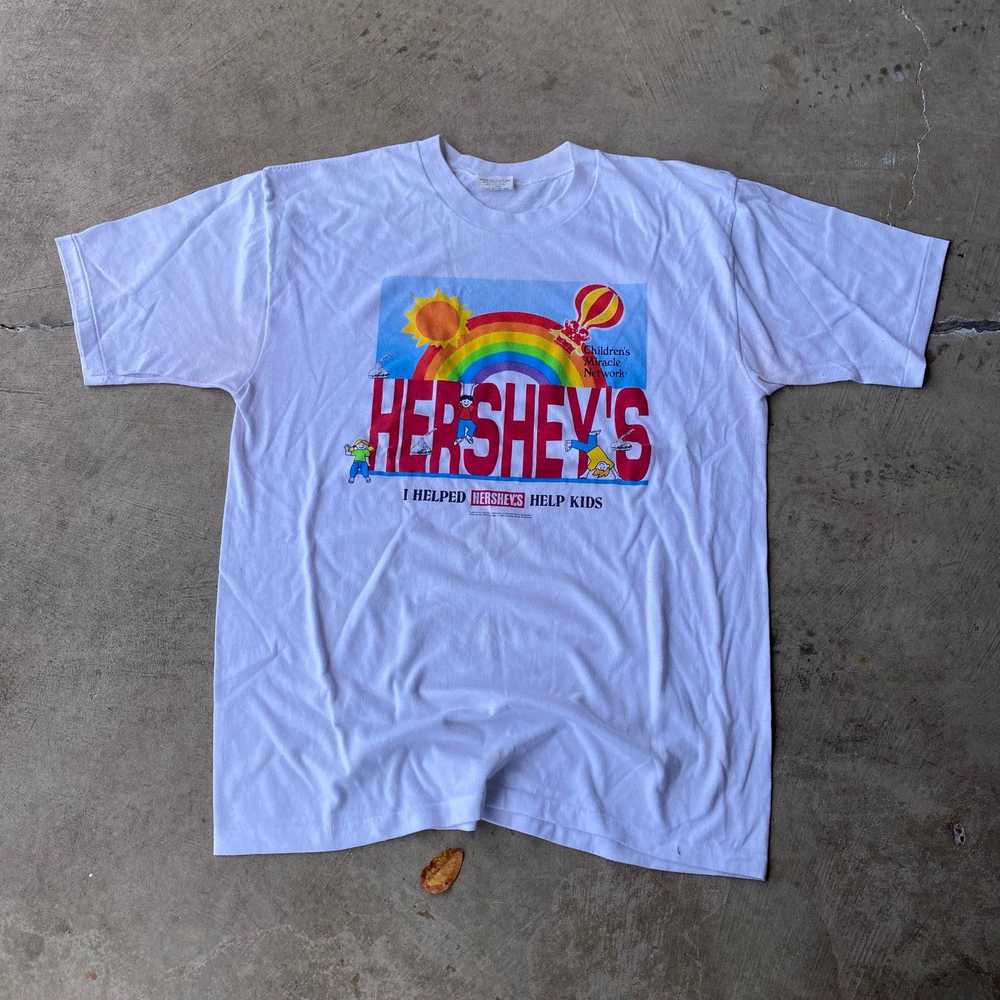 Vintage VINTAGE HERSHEYS ART T-SHIRTWHITE XL THIN… - image 1