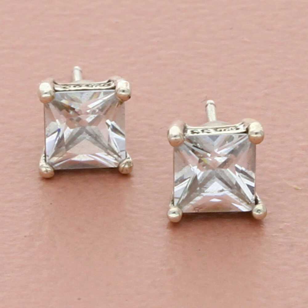 Sterling Silver sterling silver princess-cut cz s… - image 1