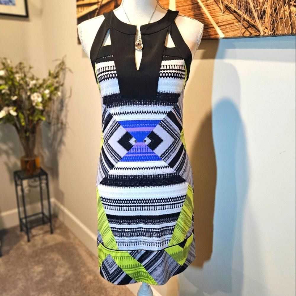 Bcbg Maxazria Colorful Geometric Sleeveless Dress… - image 1