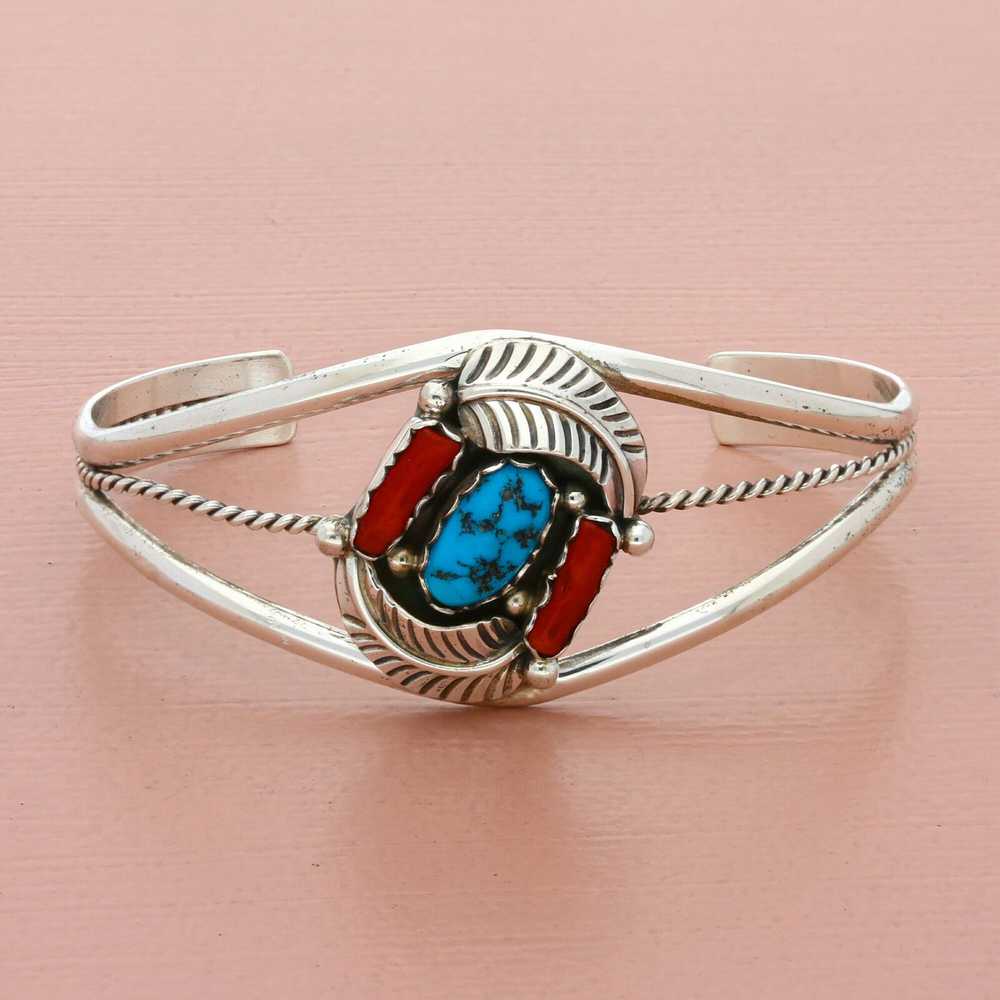 Native navajo sterling kay yazzie turquoise cuff … - image 1