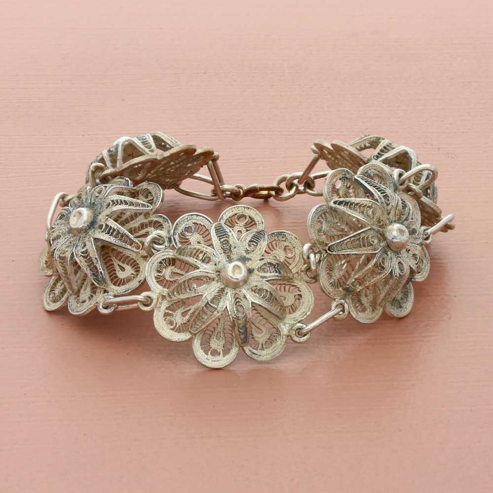 Sterling Silver sterling silver taxco filigree fl… - image 1