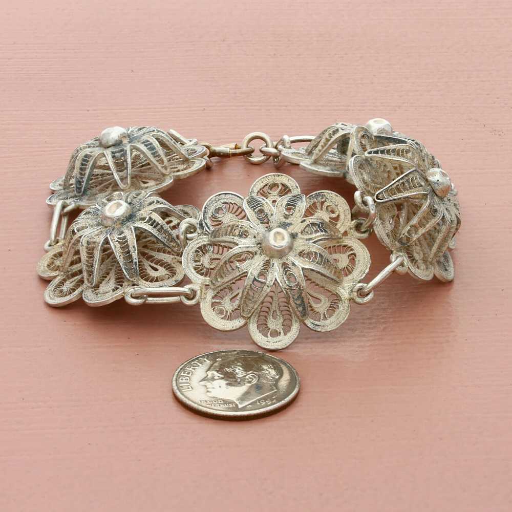 Sterling Silver sterling silver taxco filigree fl… - image 2