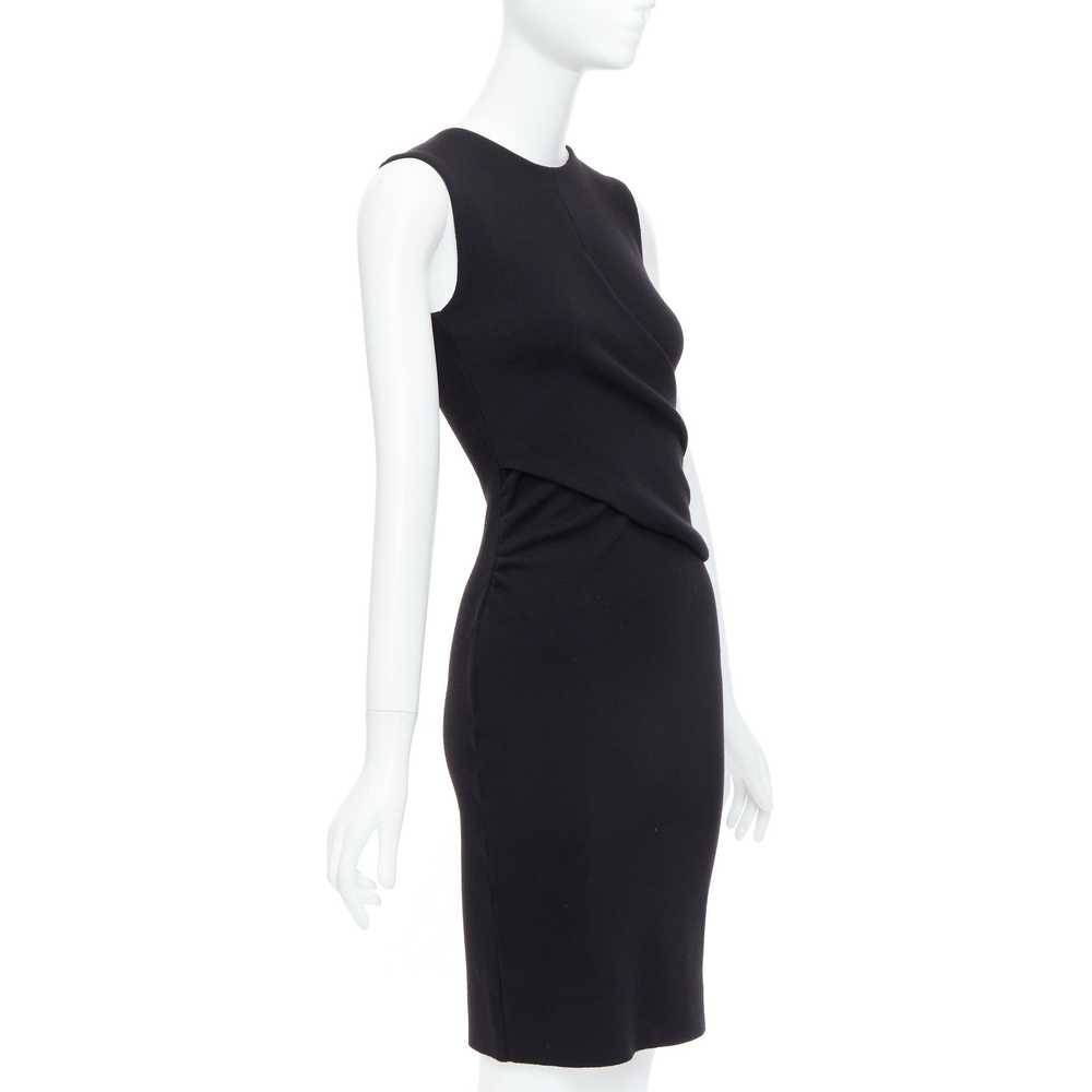 Dior CHRISTIAN DIOR black wool wrap ruched waist … - image 3