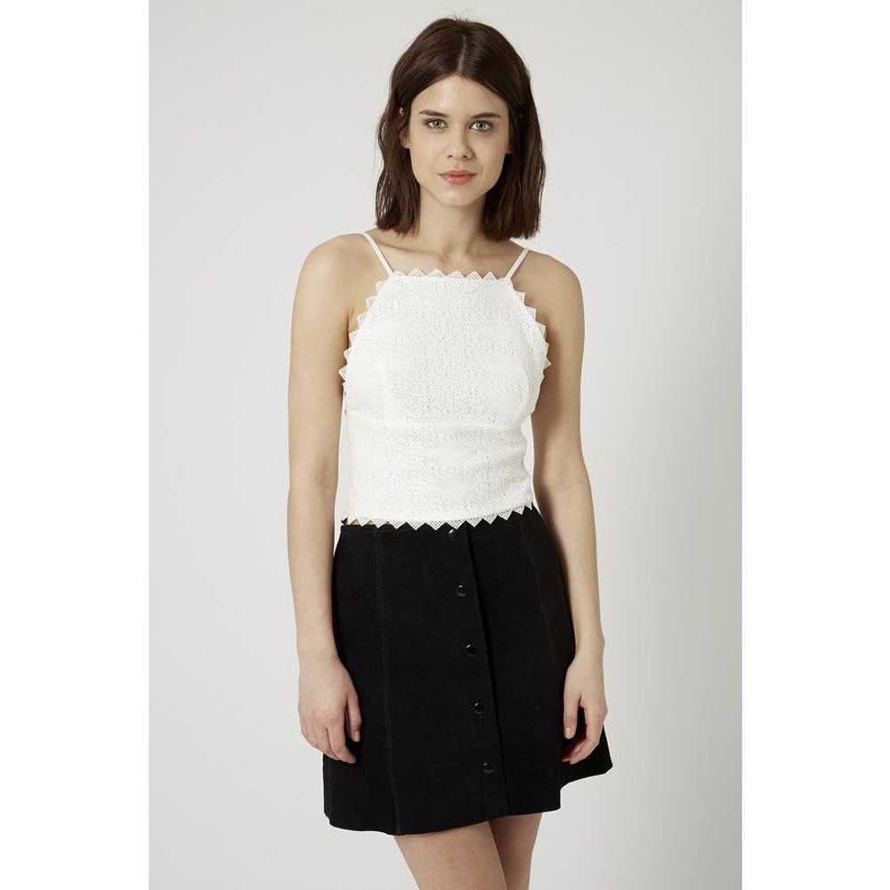 Topshop Topshop White Lace Sleeveless High Neck O… - image 1