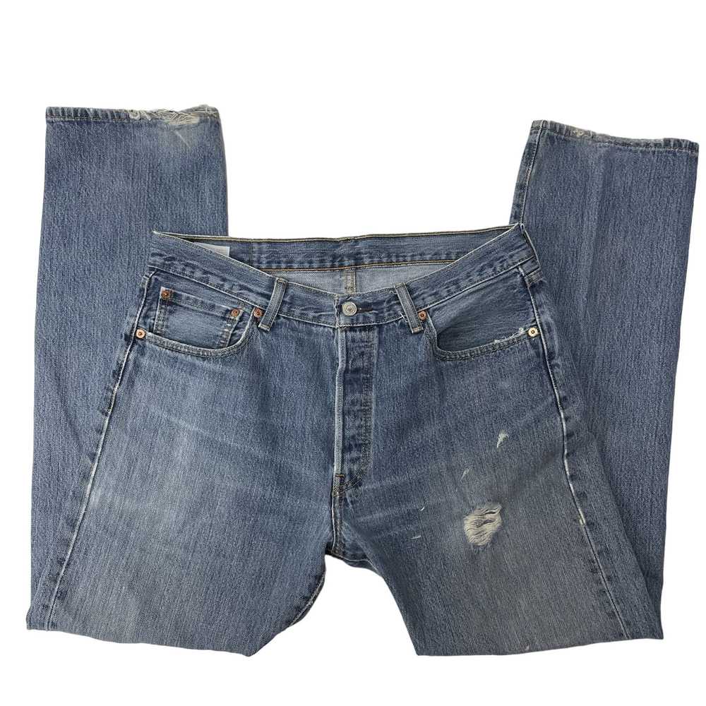 Levi's Y2K Levis 501 XX DISTRESSED Blue Jeans FRA… - image 1