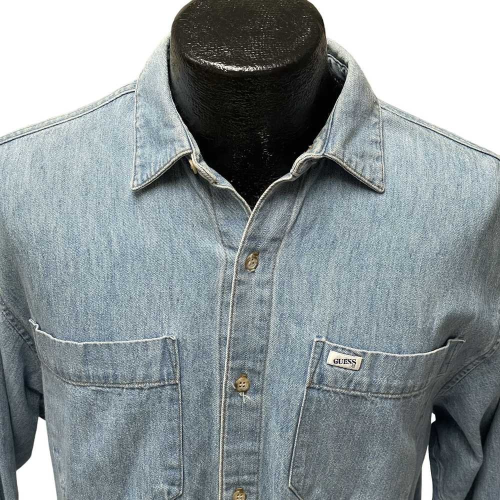 Guess Vtg Georges Marciano Blue Jean Btn Up Stree… - image 2